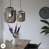 Lumière Hanglamp Zaynab Zwart | 2x hanglamp - hanglampen eetkamer - hanglampen woonkamer - hanglamp glas