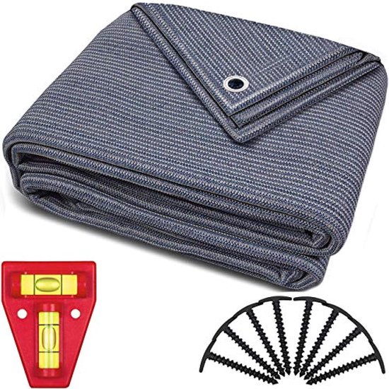 WILDGÅRD Outdoortapijt, blauw/grijs, verschillende maten, 250 x 500 cm, luifelmat voor camping, caravan, camper, draagtas, tuinhandschoenen en 8 T- haringen