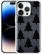 Geschikt voor Apple iPhone 14 Pro Hoesje Snowy Christmas Trees - Designed by Cazy