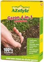 ECOstyle Gazon 4-in-1 Totaalpakket met Kalk, Mest, Graszaad & Grond in een Doos - Geeft Kale Plekken in Gras Egaal Herstel - 5- 10 Kale Plekken - 1 KG