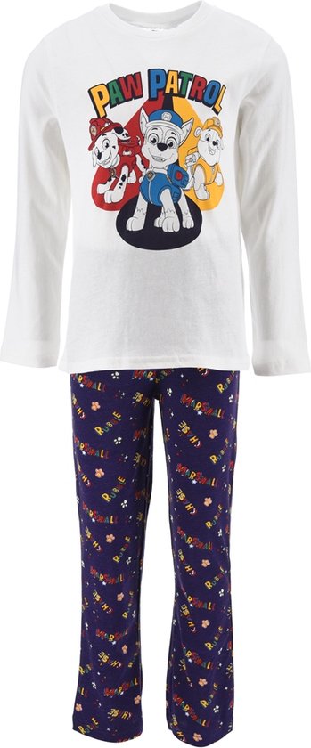 Nickelodeon - Paw Patrol pyjama - jongens - 100% Jersey katoen - wit/blauw - maat 98