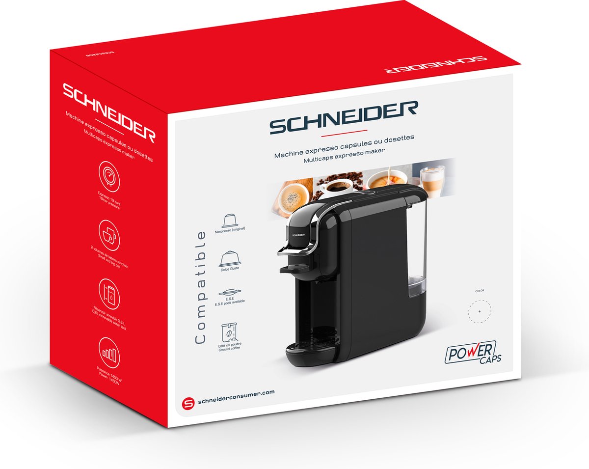 Schneider - Machine à Café Multi Capsules - Rouge