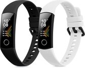 kwmobile 2x horlogebandjes geschikt voor HONOR Band 5 / Band 4 bandje - Smartwatch bandjes van TPU - Activity tracker horloge band in zwart / wit