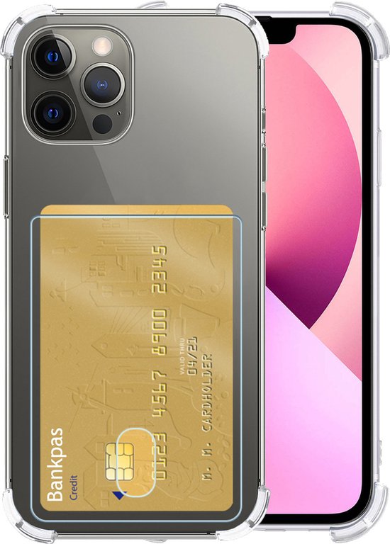Telefoonhoesje Geschikt voor iPhone 13 met Pasjeshouder Doorzichtig Siliconen - Transparant TPU