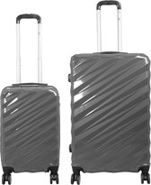 Kofferset 2 delig - Reiskoffers met TSA slot en op wielen - Messina - Antraciet - S + L - Travelsuitcase
