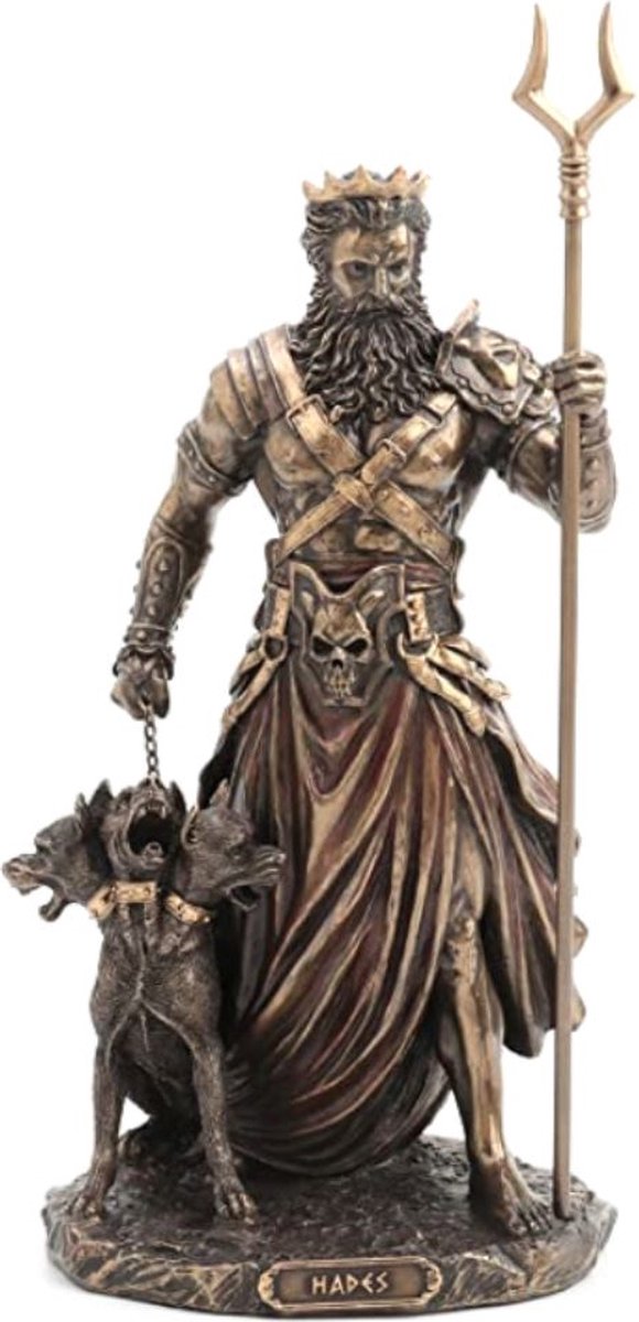 Griekse God van de Onderwereld Hades met Cerberus Veronese Design Gebronsd Beeld
