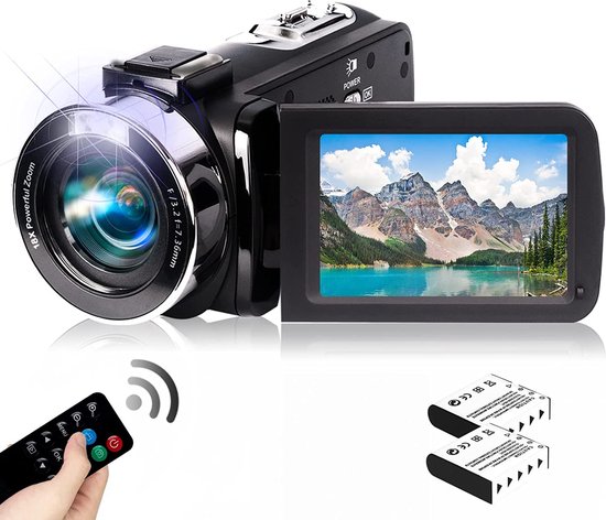 Caméscope 2.7K Caméra vidéo Vlogging rechargeable Lumière de