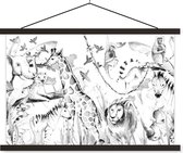 Porte-affiche avec affiche - Affiche scolaire - Aquarelle - Animaux - Jungle - Garçons - Filles - Enfants - Enfant - 150x100 cm - Lattes noires