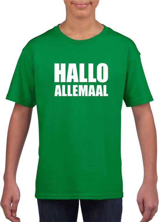 Hallo allemaal tekst groen t-shirt voor kinderen 110/116