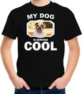 Britse bulldog honden t-shirt my dog is serious cool zwart - kinderen - Britse bulldogs liefhebber cadeau shirt - kinderkleding / kleding 146/152