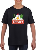 Chicky de kip t-shirt zwart voor kinderen - unisex - kippen shirt - kinderkleding / kleding 122/128