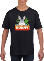 Bunny het konijn t-shirt zwart voor kinderen - unisex - konijnen shirt - kinderkleding / kleding 134/140