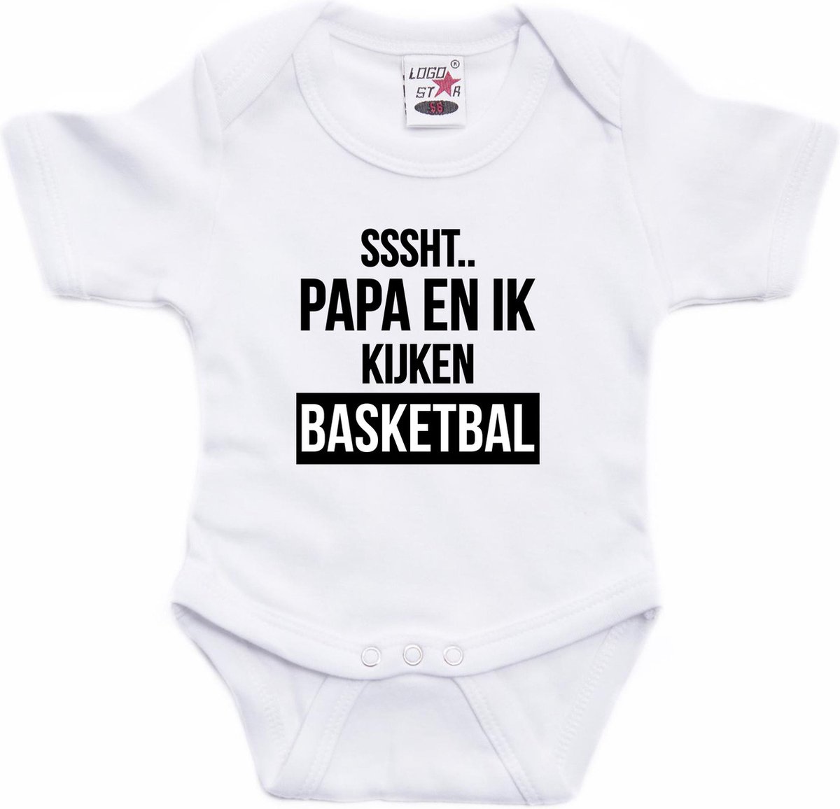 Sssht kijken basketbal tekst baby rompertje wit jongens/meisjes - Vaderdag/babyshower cadeau - EK / WK Babykleding 92