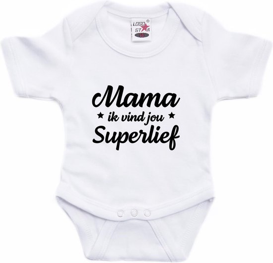 Mama superlief tekst baby rompertje wit jongens en meisjes