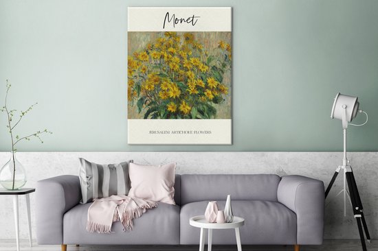 Oude Meesters sur Toile - 90x120 - Décoration murale Art - Monet - Peinture - Fleurs de topinambour