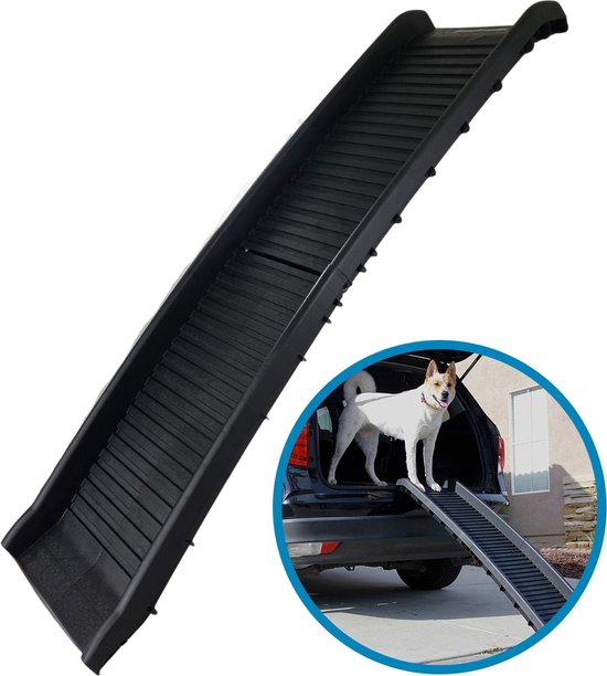 Topmast Loopplank Auto - Loopplank Hond (Tot 90Kg) - 40 x 157 cm - Hondentrap - Hondenloopplank - Zwart
