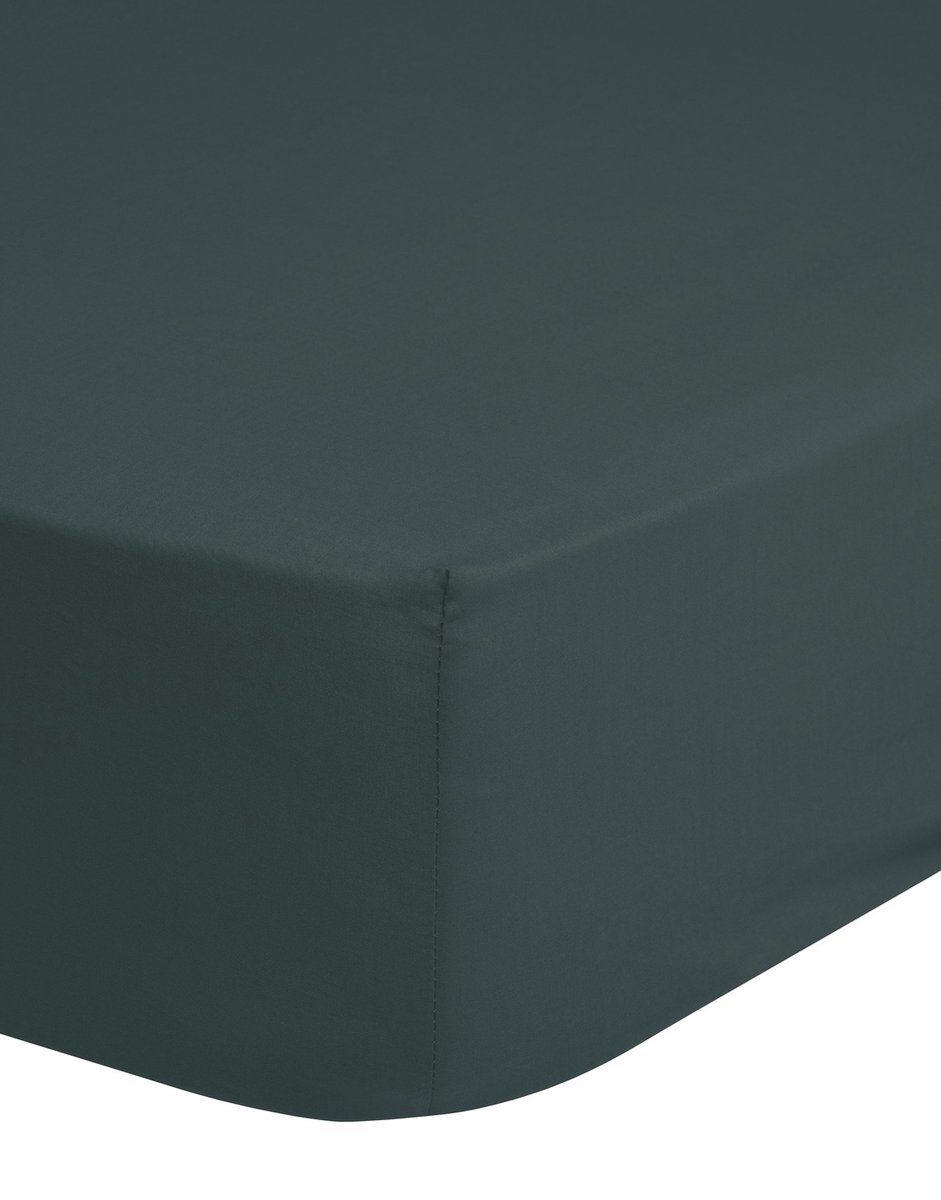 Good Morning hoeslaken effen kleur - 2 persoons 140x200 cm - Donkergroen - 100% Katoen renforce