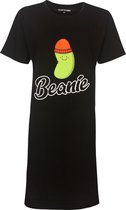 Temptation Dames Nachthemd - Bigshirt - Beanie Print - Zwart - Maat XXL