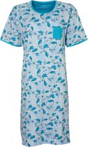 Medaillon Dames Nachthemd - 100% Katoen - Blauw - Maat S