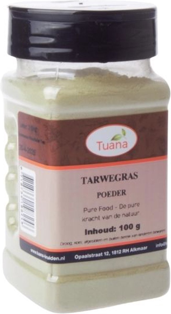 Goedkoopste Tuana Kruiden - Tarwegras Poeder- Organic - Strooibus 100 Gram - Kruiden Zonder Zout - KP0264