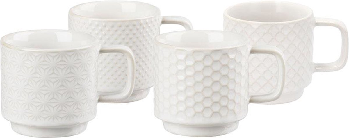 Villa Collection Elstra espresso kopjes met patroon gebroken wit - set