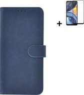 MoDo hoesje voor Motorola Moto G22 - Kunstleer Book Case - Blauw hoesje met full screenprotector