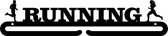 Cintre Running Man and Girl Medal revêtement noir (35cm de large) - Produit néerlandais - emballage cadeau inclus - cadeau de sport - top cadeau - cintre médaille - médailles - marathon - chaussures de course - décoration murale