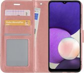 Hoes Geschikt voor Samsung M22 Hoesje Book Case Hoes Flip Cover Wallet Bookcase - Rosé goud