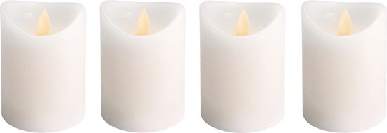 Set van 4x stuks led kaarsen/stompkaarsen ivoor wit met afstandsbediening - Elektrische kaarsen