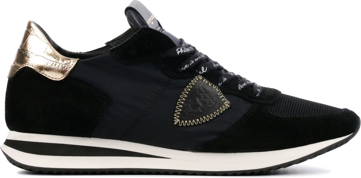 Philippe Model Sneakers Dames - Lage sneakers / Damesschoenen - Leer - Tropez croco - Crocoprint - Zwart - Maat 37