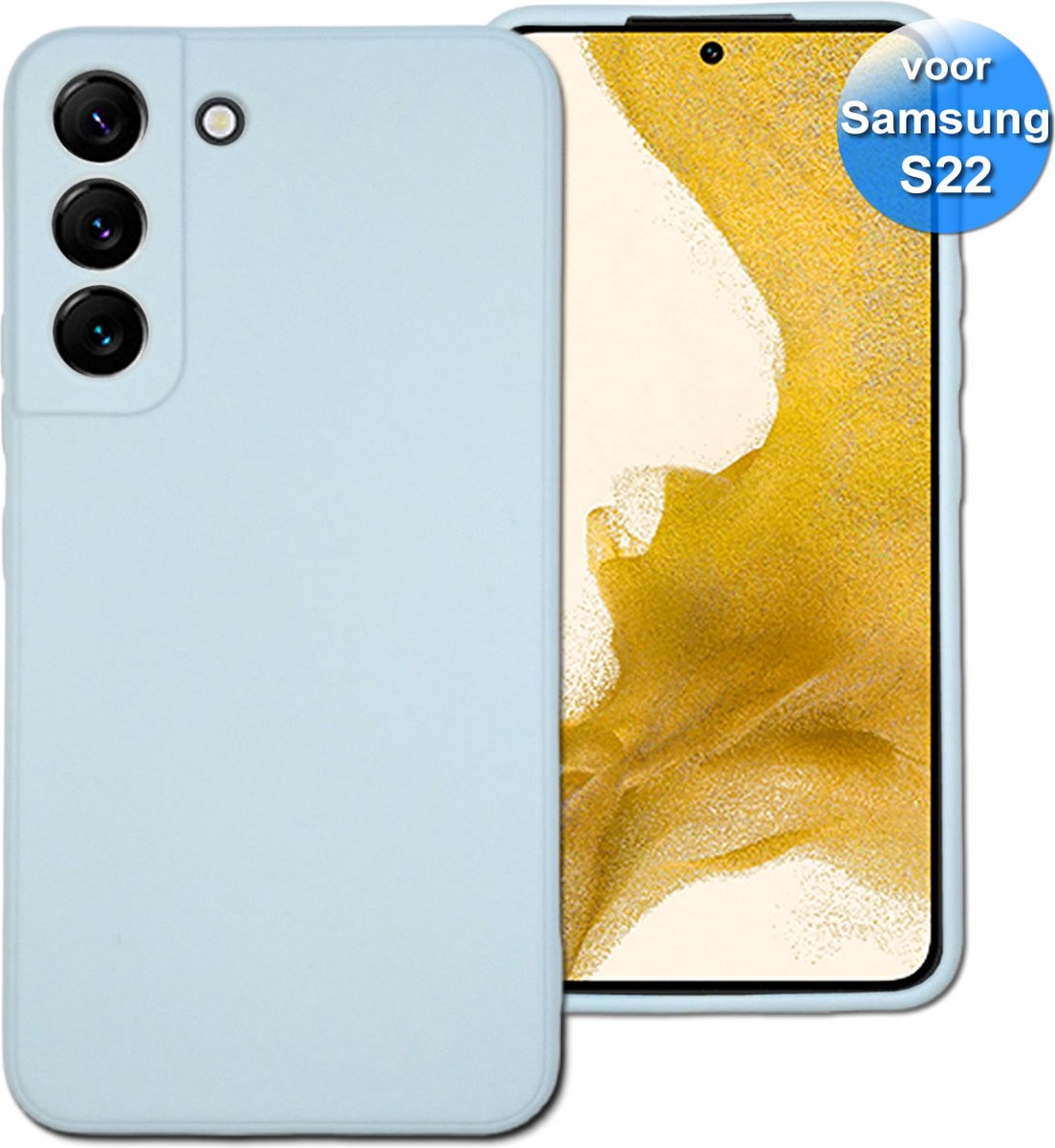 Telefoonhoesje geschikt voor de Samsung S22 - Siliconen Back Cover - Hoesje - Grijs Blauw Steel