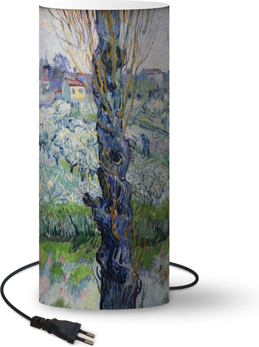 Lamp - Nachtlampje - Tafellamp slaapkamer - Zicht op Arles - Vincent van Gogh - 33 cm hoog - Ø14.3 cm - Inclusief LED lamp