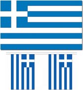 Set de décoration drapeaux Landen Grèce 2 x articles drapeau 90 x 150 cm et une ligne de drapeau en tissu de 9 mètres