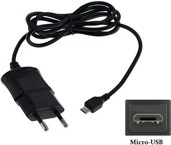 meditatie Beperking Beraadslagen 1.0A Micro USB lader met vaste kabel. 1 m lang snoer. Oplader adapter past  op o.a.... | bol.com