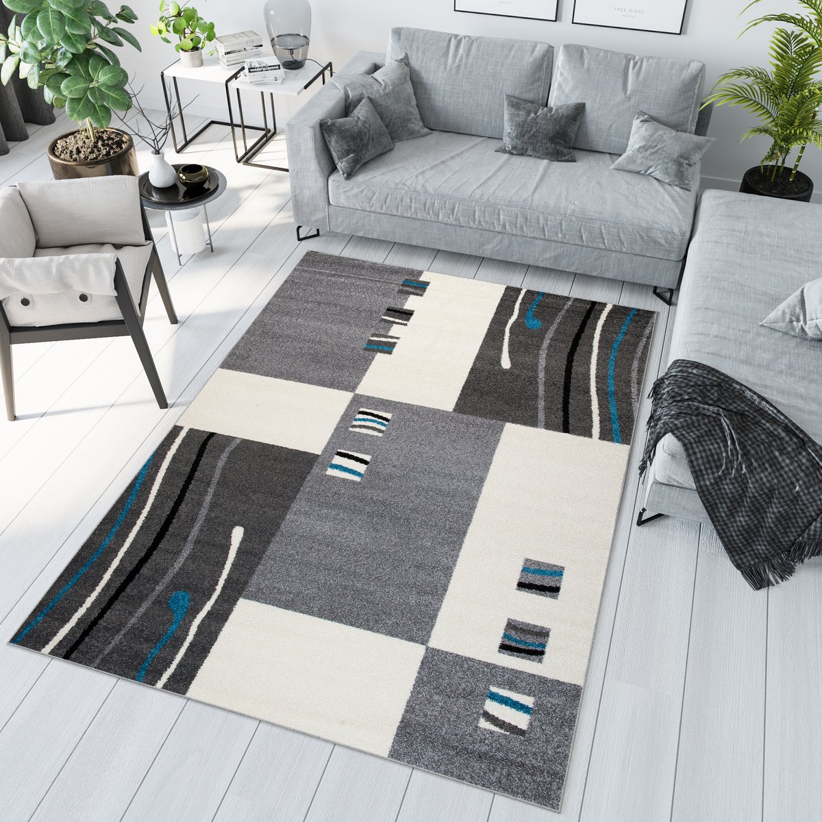 Tapiso Jawa Vloerkleed Grijs Modern Slaapkamer Woonkamer Tapijt Maat- 240x330 Grijs 4