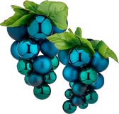 Druiventros namaakfruit/nepfruit - 28 en 33 cm - blauw - 2x stuks - kunststof