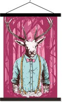 Porte-affiche avec affiche - Affiche scolaire - Vintage - Cerf - Forêt - 60x90 cm - Lattes noires - Cadeau Vaderdag - Cadeau - Cadeau pour lui - Astuce - Hommes