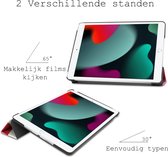 Hoesje Geschikt voor iPad 10.2 2021 Hoes Case Tablet Hoesje Tri-fold - Hoes Geschikt voor iPad 9 Hoesje Hard Cover Bookcase Hoes - Blokken