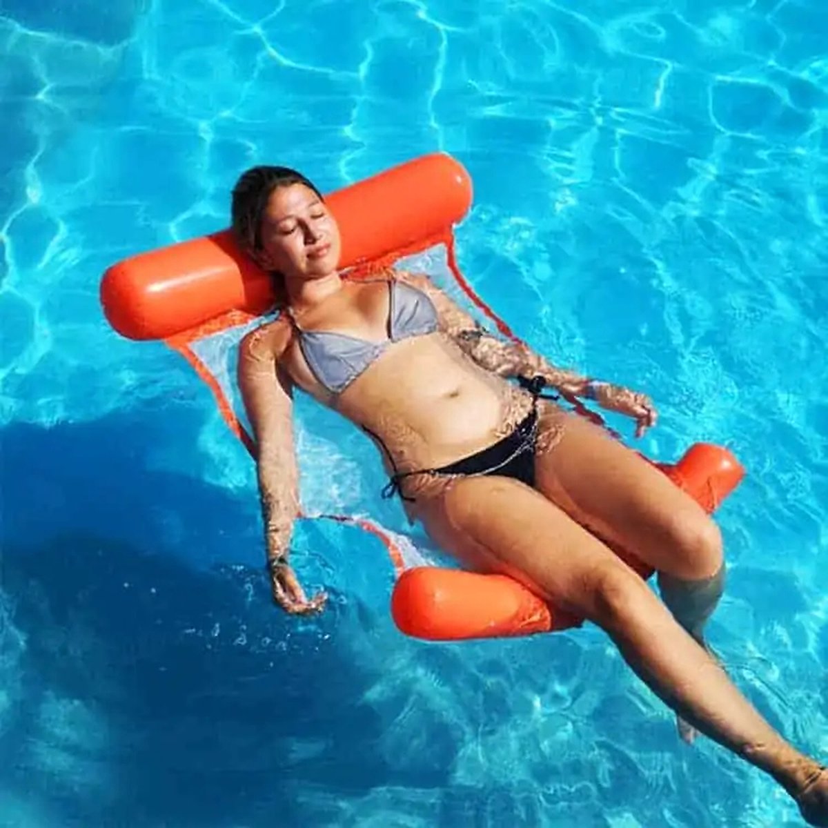 Zwembad hangmat - Luchtbed - Opblaasbaar zwembadspeelgoed - Zwemmen - 130 x 70 cm - PVC - oranje