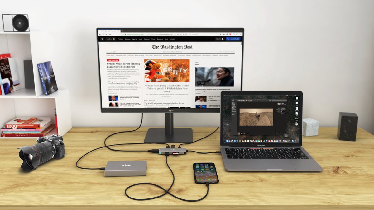 i-Tec - USB-C Metal Nano Dock met HDMI - USB-A + Audio/Mic - Kaartlezer - USB-C Oplaadpoort thumbnail 5