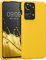 kwmobile telefoonhoesje geschikt voor OnePlus Nord 2T 5G - Hoesje met siliconen coating - Smartphone case in stralend geel