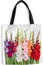 MuchoWow® Schoudertas - Strandtas - Big Shopper - Boodschappentas - Gladiolen - Bloemen - Kleuren - 45x45 cm - Katoenen tas