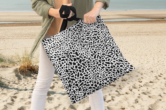 Sac Bandoulière - Sac De Plage - Motifs Shopper - Imprimé Panthère - Zwart - Wit - 45x45 cm - Sac Coton