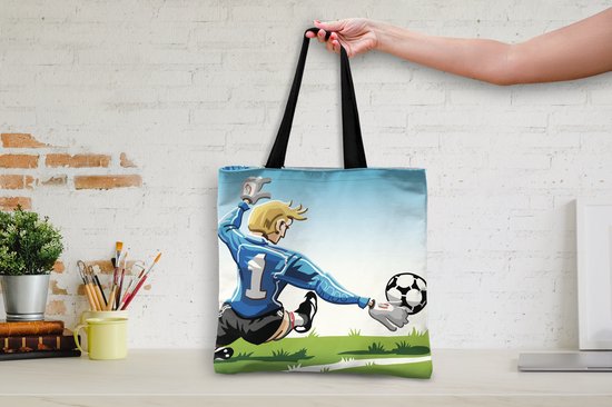 Sac bandoulière - Sac de plage - Shopper Une illustration d'un gardien arrêtant le foot - 40x40 cm - Sac en coton