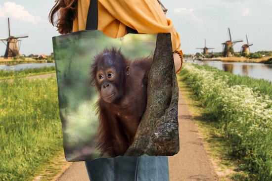 Sac bandoulière - Sac de plage - Shopper Bébé - Orang-outan - Arbre - 40x40 cm - Sac coton