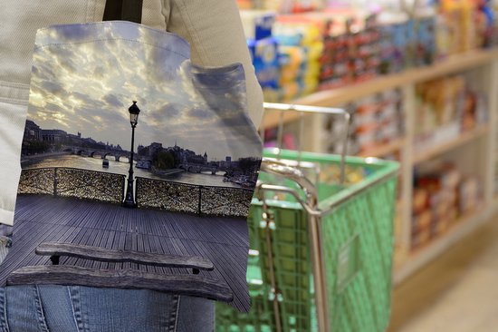 MuchoWow® Sac bandoulière - Sac de plage - Big Shopper - Sac shopping - Etang des arts à Paris - 40x40 cm - Sac en coton