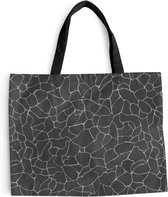 Sac à Bandoulière - Sac de Plage - Design Shopper - Géométrie - Zwart - 50x40 cm - Sac en Coton