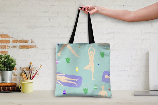 MuchoWow® Sac bandoulière - Sac de plage - Big Shopper - Sac shopping - Yoga - Motifs - Zen - 40x40 cm - Sac en coton