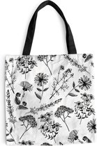 MuchoWow® Sac bandoulière - Sac de plage - Big Shopper - Sac shopping - Fleurs - Herbes - Vintage - Motifs - 45x45 cm - Sac en coton