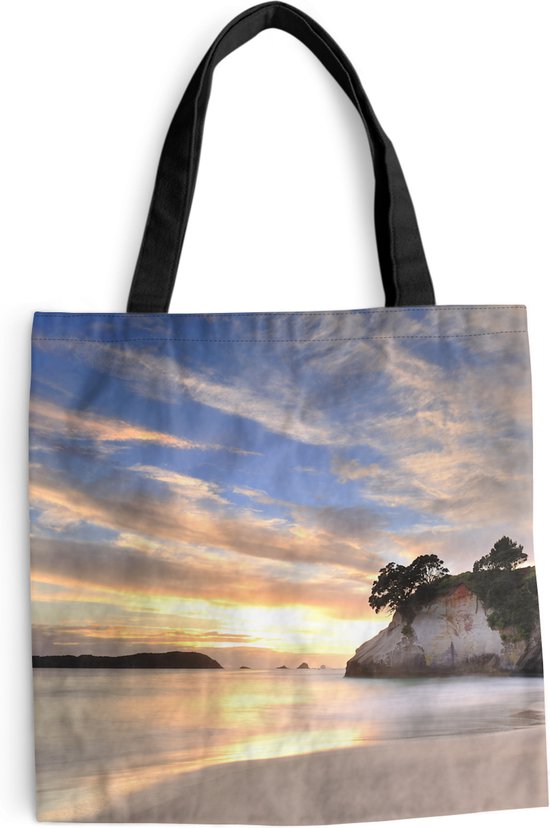 MuchoWow® Sac bandoulière - Sac de plage - Big Shopper - Sac shopping - Tirage photo Cathedral Cove Nouvelle-Zélande - 45x45 cm - Sac en coton